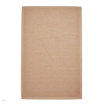 Portland Jute Cotton Border Modern Plain Hand-Woven Textured Herringbone Flatweave Natural/Soft Beige Rug-Think Rugs-Rug Love - The Most Loved Rug Store